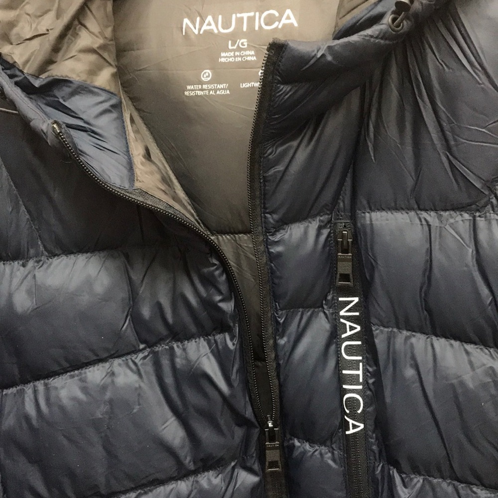 NWT,NAUTICA MENS QUILTED PUFFER HOODIE~DARK NAVY - Picture 10 of 16